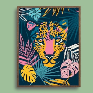 Leopard Wall Art Jungle Tropical Leaves Print Animal Poster Bedroom Leopard Art for Bathroom Cheetah Art Print for Living Room SHIPPED