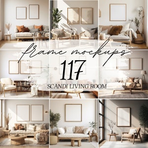 Premium Frame Mockup Bundle Scandi Living Room 117 High-Quality Frame Mockups | Wall Frame Mockup | Poster Mockup | Interior Mockup