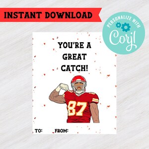 Travis Kelce Valentine / Fútbol / Jefes / Imprimible / Descarga Digital / Tarjeta de Trato