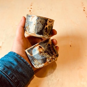 set of two ceramic espresso cups - multi use mini tumblers, coffee cup, pottery mug, dishwasher and microwave safe