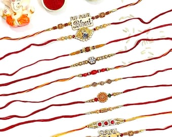 Beautiful Combo multiple Rakhi with complementry Roli Chawal in plastic box packing ( pack of 10 pc )