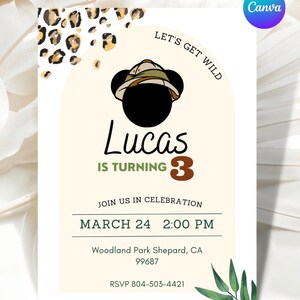 Mickey Safari Invitation - Kids Invitation - Digital Party Invite - Kids Birthday Mickey Safari - Mickey Safari Party- Boy Safari Invitation