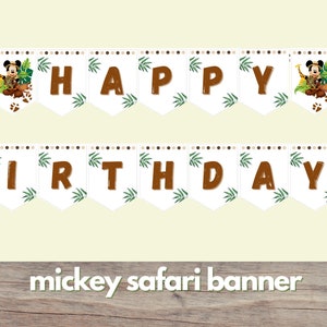 Mickey Safari Banner - Kids Banner - Mickey Mouse Safari Theme- Kids Birthday Mickey Safari - Mickey Safari Party- Boys Safari Banner SVG