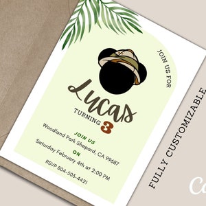 Mickey Safari Invitation - Kids Invitation - Digital Party Invite - Kids Birthday Mickey Safari - Mickey Safari Party- Boy Safari Invitation