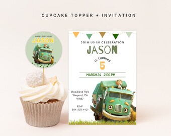 Trash Truck Birthday Invitation | Trash Truck Digital Invite | Kids Digital Invite | Trash Truck Netflix Birthday | Garbage Truck Birthday