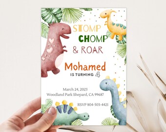Dinosaur Birthday Invitation: Editable Dino Party Template (Digital Download)