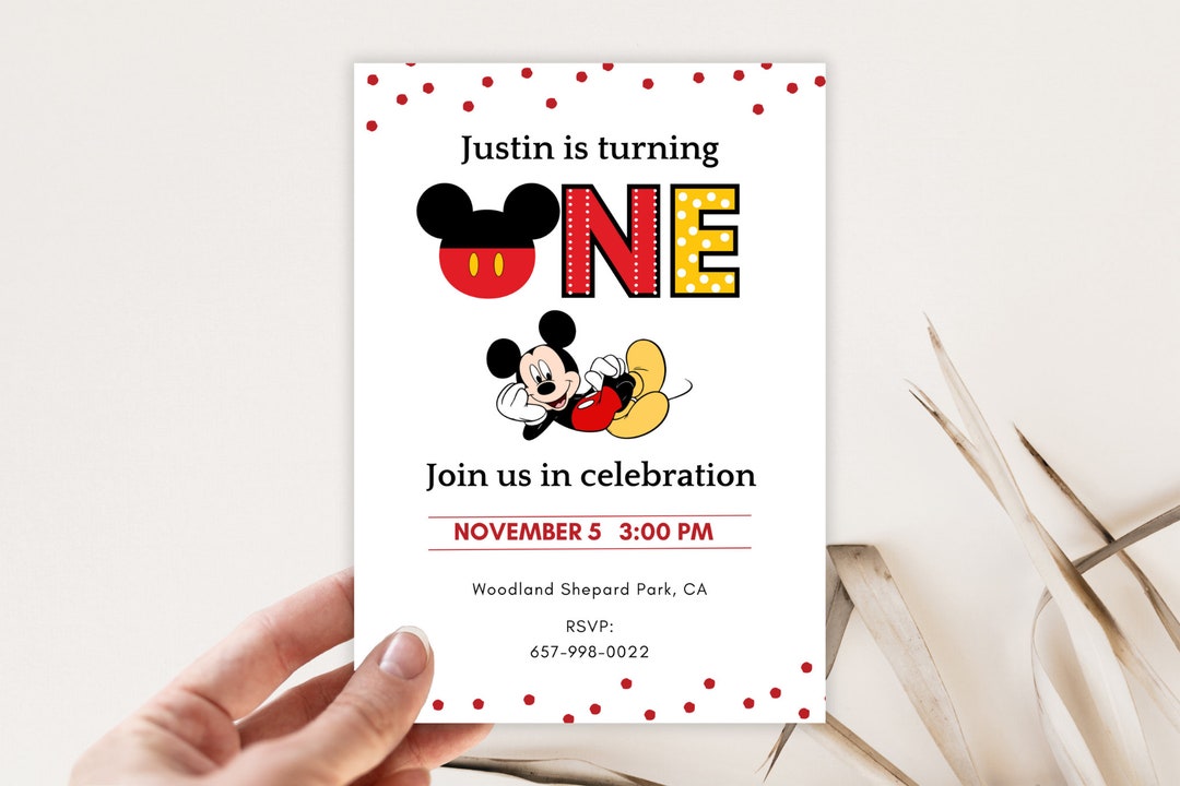 Mickey Mouse First Birthday Invitation Template (digital) - Etsy