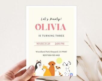 Dog Birthday Invitation Template: Modern Puppy Party Invite (Digital Download)