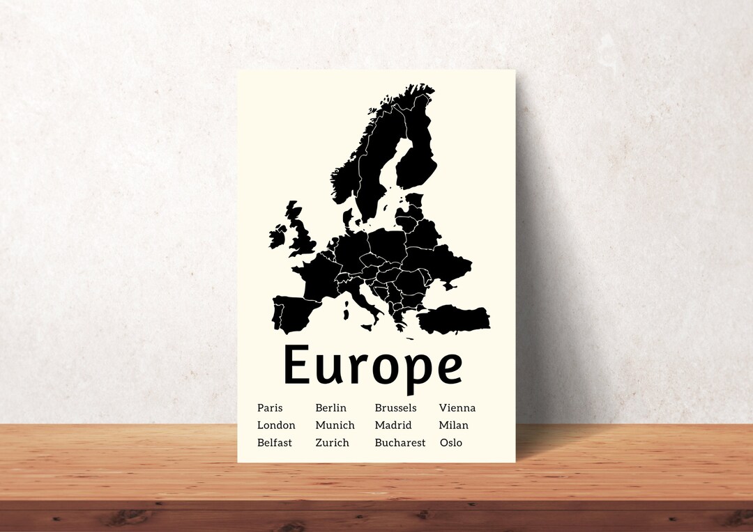 Europe Poster A0/A1/A2/A3/A4, Europe Poster, Europe Poster, Europe Map, Europe, Europe Wall Art