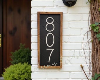 Handmade Wooden House Number Sign: Modern Farmhouse Address Plaque