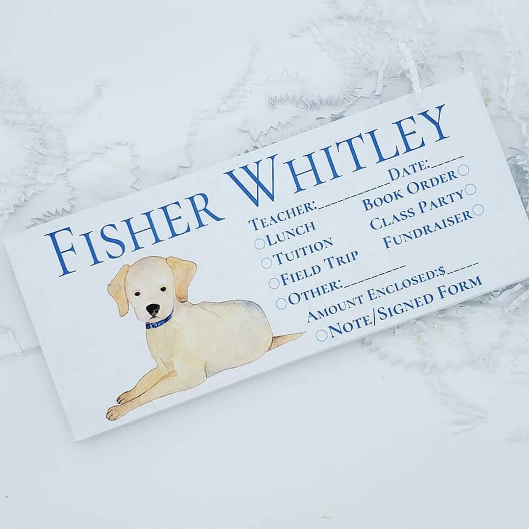 Personalized Dog Envelopes, Envelopes for School Money, Custom School ...