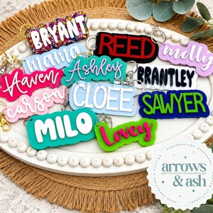 Personalized Bag Tag, Custom Keychain, Monogram Bag Charm, Backpack tag with Initials, Matching backpack and lunchbox, Lunchbox name plate