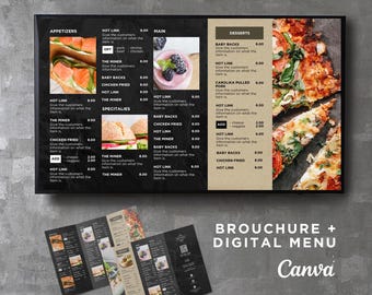 Bundle DIY TV Digital Menu Board Bildschirm Takeout Vorlage für Restaurant Pizza Burger Frühstück Drive Thru Food Truck Kitchen Canva Bearbeitbar