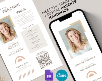 QR Code Meet the Teacher Digital Parent Handbook Parents Welcome Packet Back to School Template for Preschool Junior Senior Students Kids