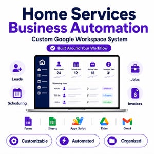 Automation Plumbing Heating, Electrical, Cleaning Home Services, Google Sheets, Job Tracking, Scheduling, Emails, PDF Invoices, Custom Order