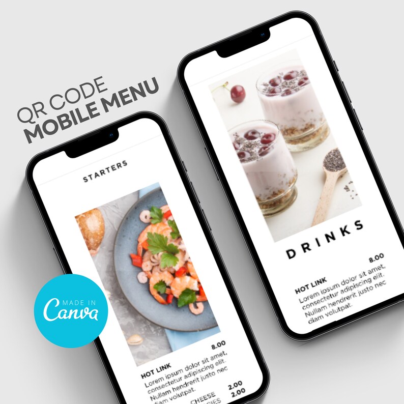 Mobile QR Code Menu Website for Restaurant Pizza Burger Cafe Breakfast ...