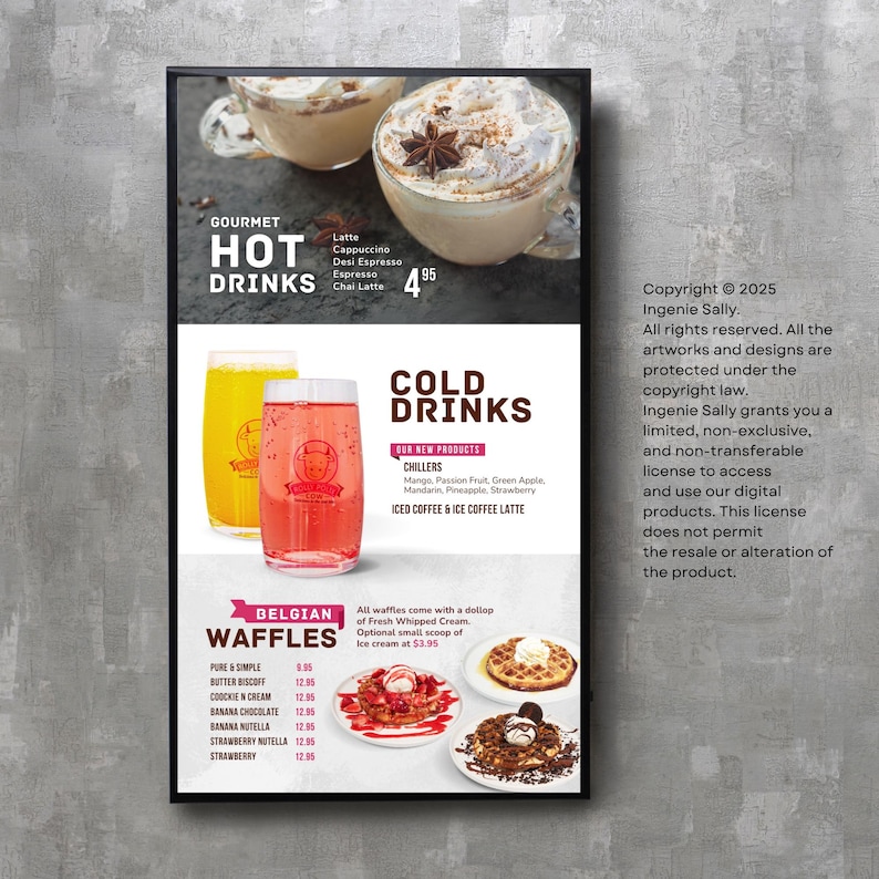 3 - Custom Order Animated Digital TV Editable Canva Menu Board Screen for Restaurant Pizza Burger Cafe Breakfast Drive Thru Food Truck image 8