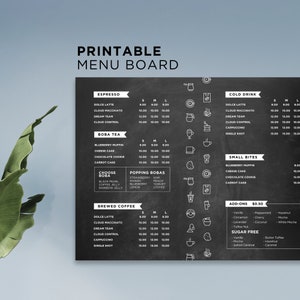 Modelo editável de quadro de menu DIY Canva para fast food pizza hambúrguer sanduíche sorvete suco café da manhã drive thru food truck cozinha