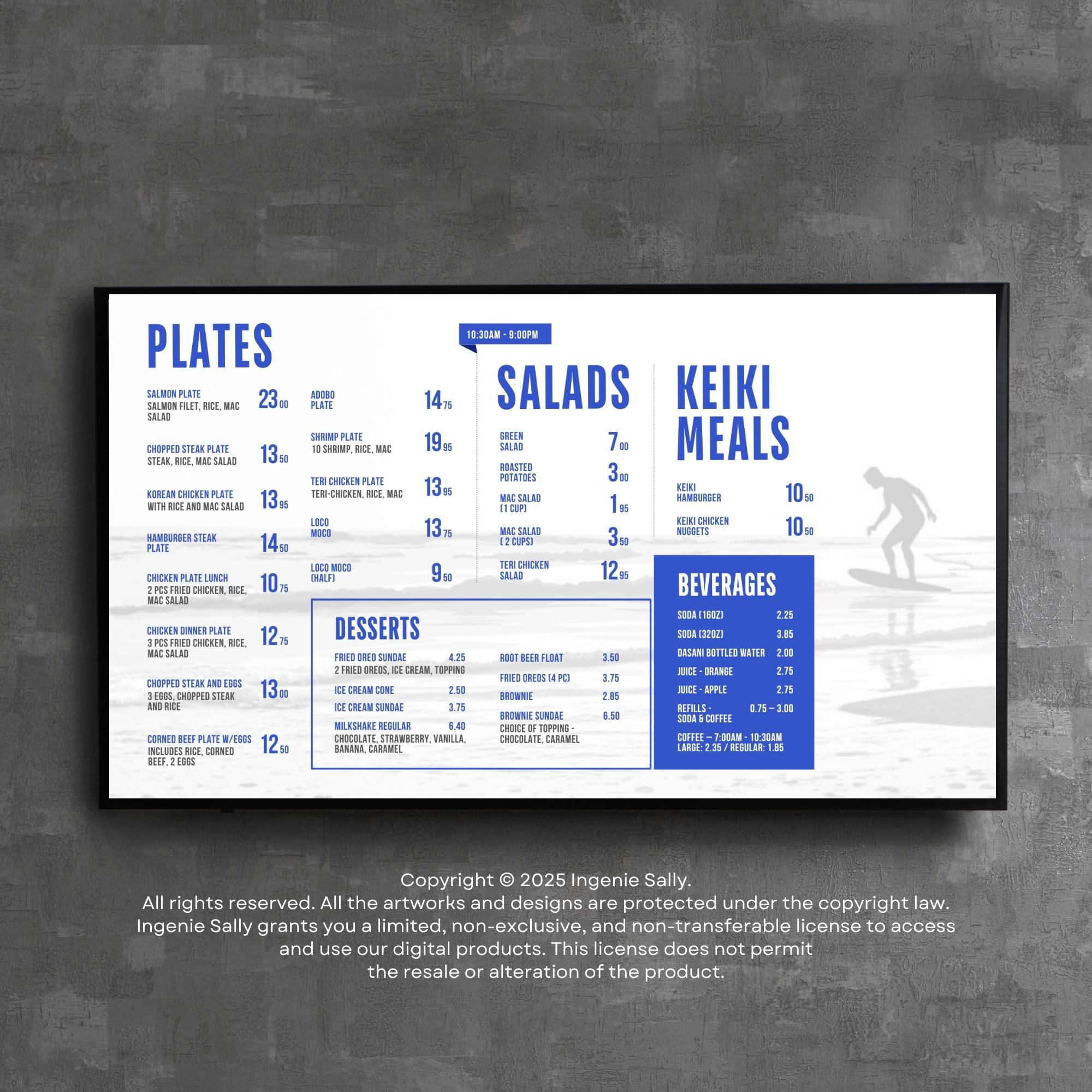 DIY Static TV Editable Digital Menu Board Screen Canva Template for ...