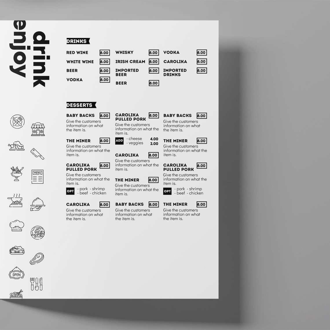 DIY Food Menu Template Restaurant Menu Template Food Menu Etsy Canada diy-food-menu-template-restaurant-menu-template-food-menu-etsy-canada
