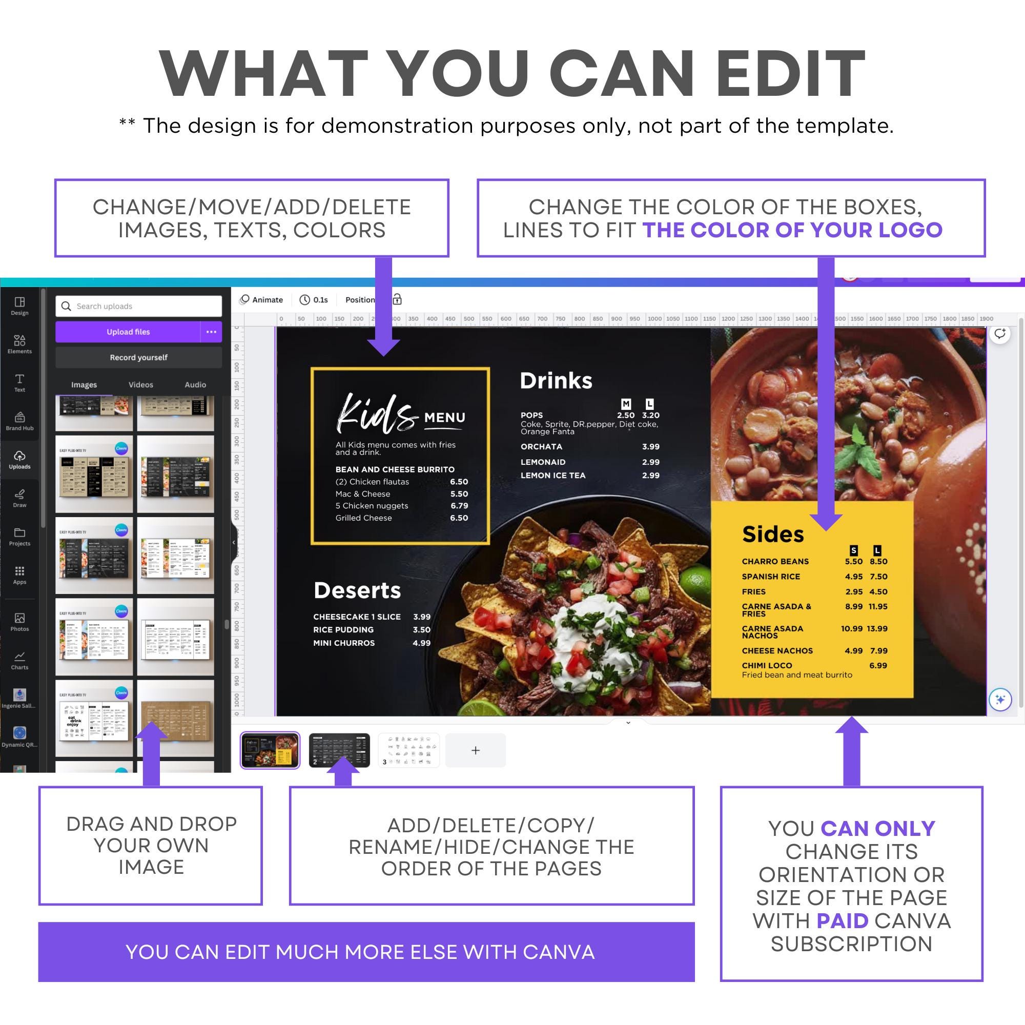 Food Booth Menu Examples Concession Stand Menu Sign Template for Fast Food Pizza Burger Sandwich ...