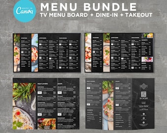 Bundle DIY TV Digital Menu Board Bildschirm Takeout Vorlage für Restaurant Pizza Burger Frühstück Drive Thru Food Truck Kitchen Canva Bearbeitbar