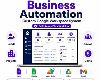 Construction Automation, Google Sheets, Project Job Tracking & Scheduling, Workflow, PDF Invoices, For Builders, Contractors, Custom Order