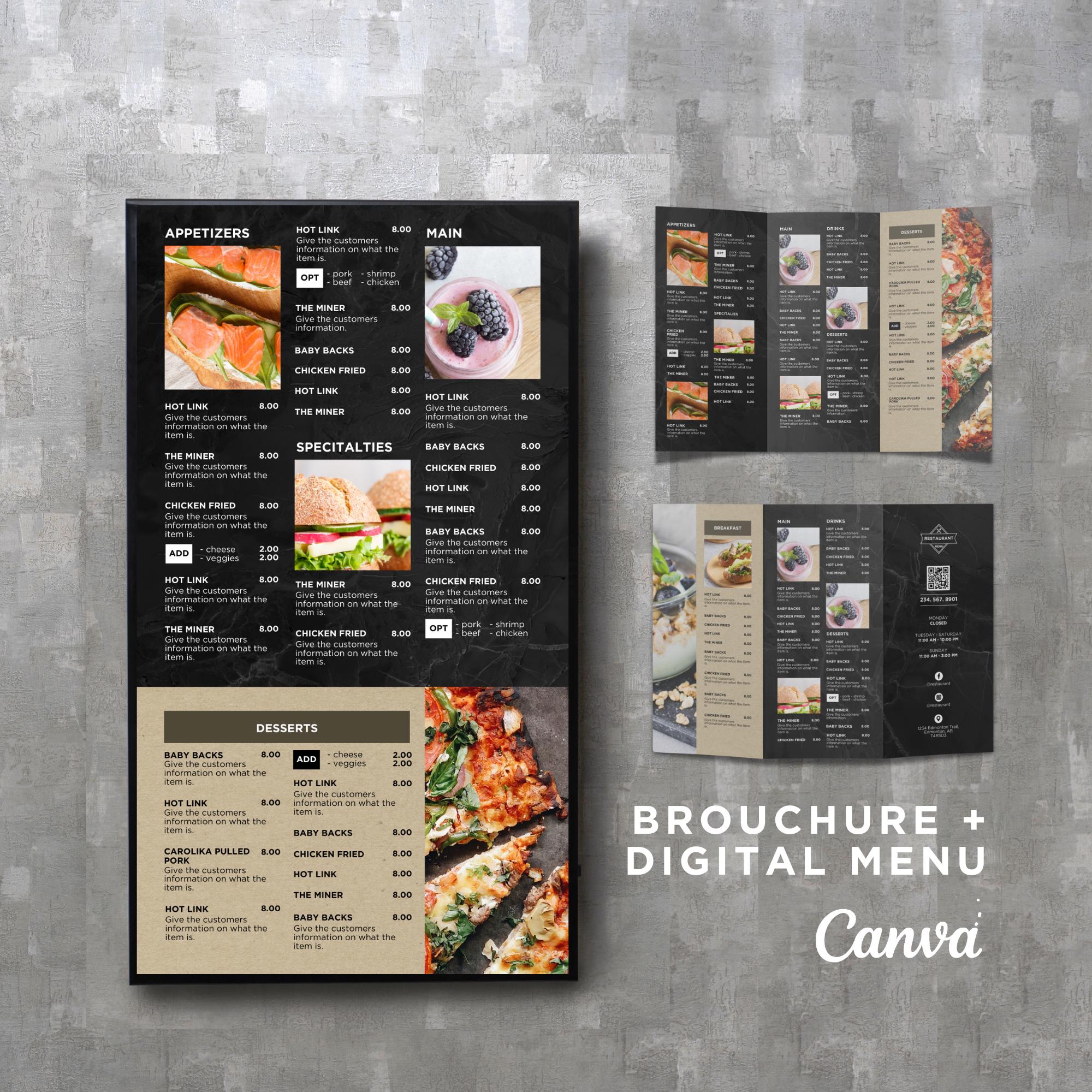 Bundle DIY TV Digital Menu Board Screen Takeout Template for Restaurant ...