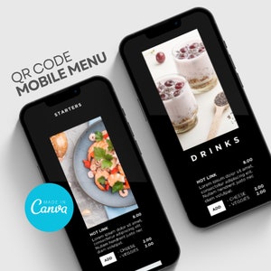 Menú de código QR móvil Sitio web para restaurante Pizza Hamburguesa Café Desayuno Comida digital para llevar Autoservicio Camión de comida Cocina Escaneable por teléfono