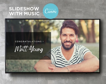 Birthday Slideshow Presentation Template with Music Photo Collage Slide Show Digital Video Movie Album Book Canva Text Image Song Editable
