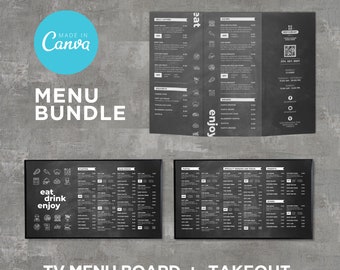 Bundle DIY TV Digital Menu Board Bildschirm Takeout Vorlage für Restaurant Pizza Burger Frühstück Drive Thru Food Truck Kitchen Canva Bearbeitbar