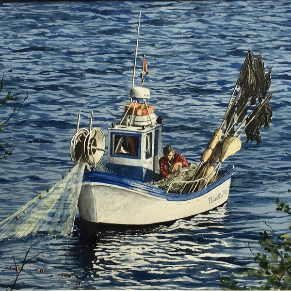 Reproduction photo, Reproduction en aquarelle, Reproduction en tableau, Photo en aquarelle, Tableau pêcheur