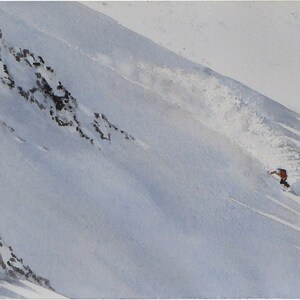 Off-piste snowboarder, Snowboard painting, snowboard board