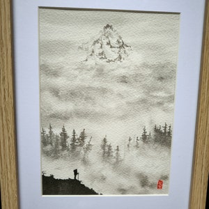 Paesaggio montano, amanti della natura, pittura rilassante, pittura di montagna, regalo per escursionisti, decorazioni naturali, pienezza