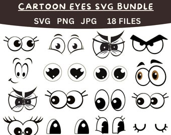 Eyes Svg Bundle, Emoji eyes svg, Emoticon svg, Face svg, Emoji eyes clipart vector svg png dxf eps stencil cut file for silhouette cricut