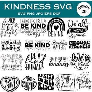 Svg inspirador, pacote Svg de bondade, seja gentil Svg, Svg motivacional, Svg de saúde mental, citações positivas Svg, Png, arquivos cortados para Cricut