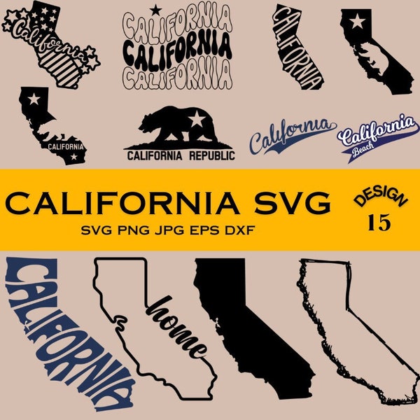 California Outline, California State SVG, Cut File, Cricut, Clip art, Commercial use, Silhouette, California SVG, CA Svg