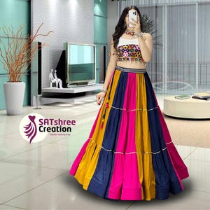 Garba Skirt for Navratri | Indian Ghaghra Choli Lehenga Dress with Patchwork – Dandiya & Dholida Festival Costume Garaba Choli Navratri