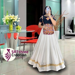 Blue Rayon Chaniya Choli: Navratri Garba Lehenga, Ready to Wear