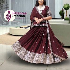 Designer Lehenga Choli: Georgette Indian Wedding Lengha with Embroidery