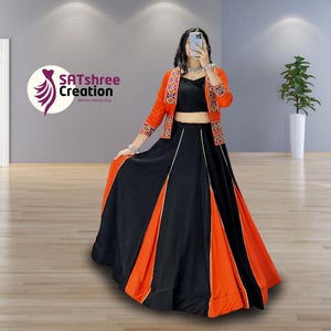 Patchwork Garba Lehenga Choli: Kutchi Work Koti, Navratri Dress