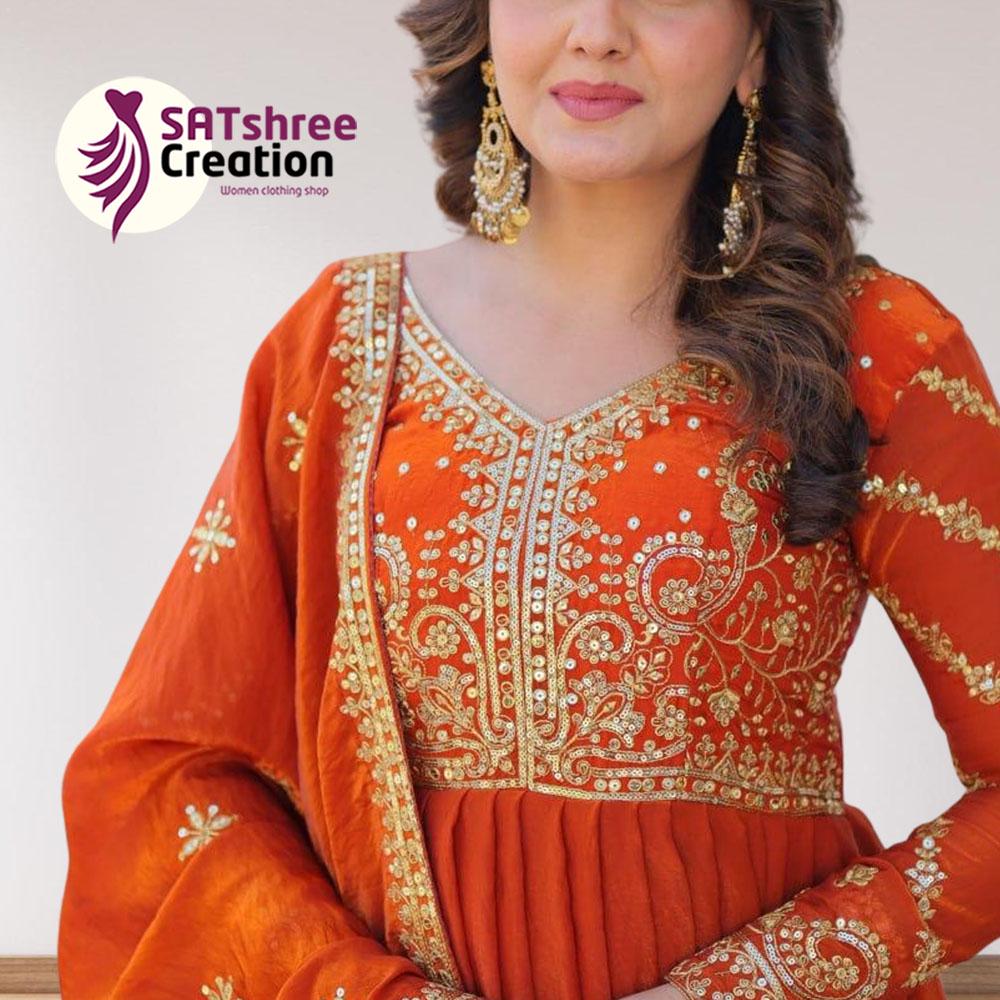 Designer Anarkali Gown With Dupatta Set 15Mtr 5 layer Flair gown Indian Wedding Dress Long Flared Dress Bridesmaid Dress Designer Long Gown