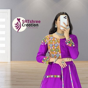 Navratri Lehenga Choli: Rayon Cotton Garba Dress with Mirror Work