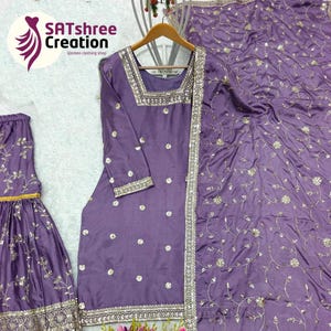 Embroidered Organza Sharara Suit: Pakistani Indian Wedding Outfit