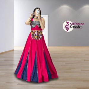 Garba Skirt for Navratri | Indian Ghaghra Choli Lehenga Dress with Patchwork – Dandiya & Dholida Festival Costume Garaba Choli Navratri