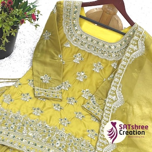 Designer Yellow Punjabi Patiala Suit Made To Measure Suit For Women and Girls Silk Suit Salwar Kameez Suits Wedding Wear PakistaniFarsiSuit