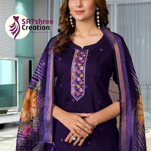 Blue Purple Punjabi Patiala Suit Salwar For Women Custom Made Stiched Suit For Womens Dress Patiala Suit Dupatta Indian Womens Patiala Suit