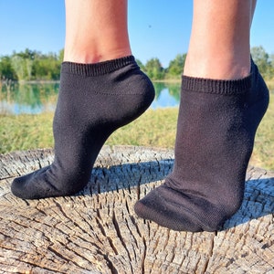 3x SET 100% Organic Cotton Sneaker Socks; Natural dyes only; Cool thin organic cotton; Casual eco black summer socks; Made in Italy