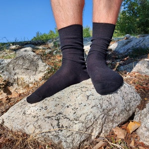 3x SET 100% Organic Cotton Socks; Black thin crew socks; Formal dress natural fiber vegan; Groom socks; classic plain socks; wedding socks
