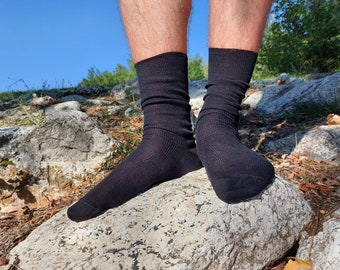 3x SET 100% Organic Cotton Socks; Black thin crew socks; Formal dress natural fiber vegan; Groom socks; classic plain socks; wedding socks